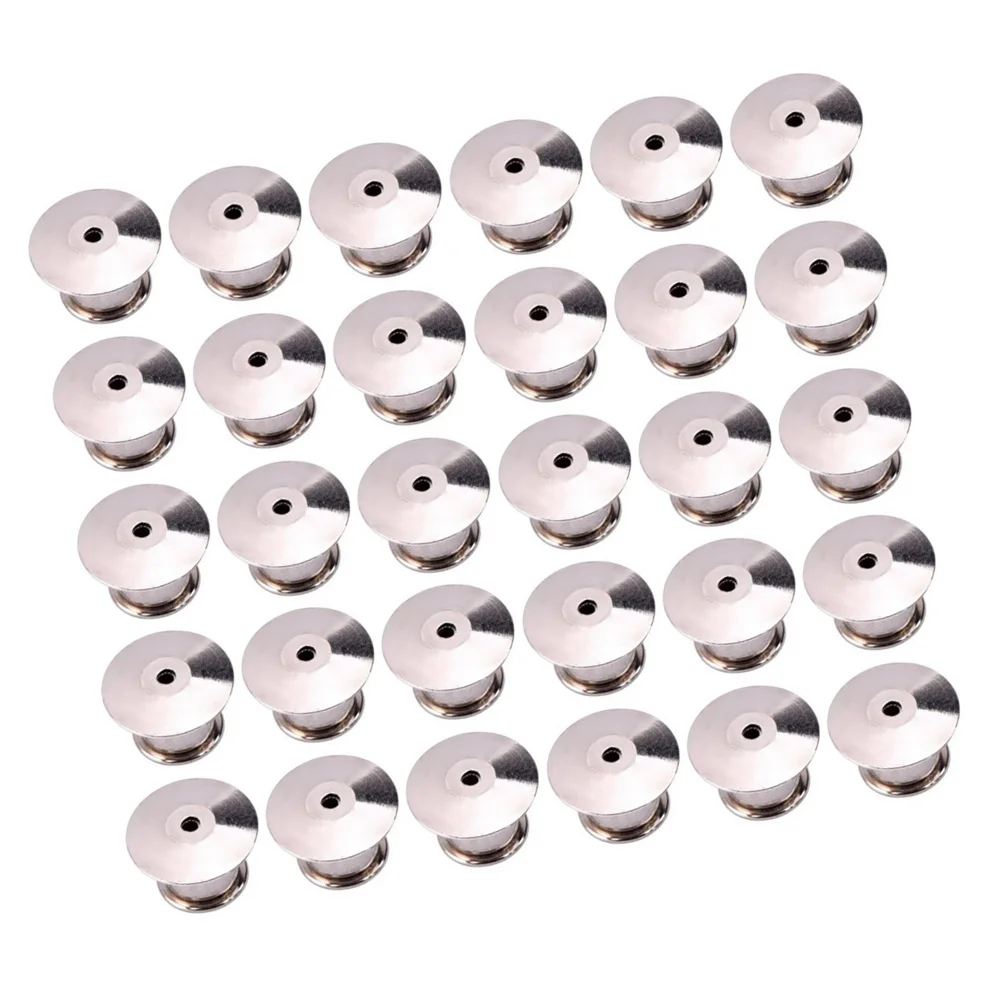 30PCS Duurzame Metalen Platte Vergrendeling Pin Backs Broche Badge Accessoires (Zilver) pin keepers borgpin keepers