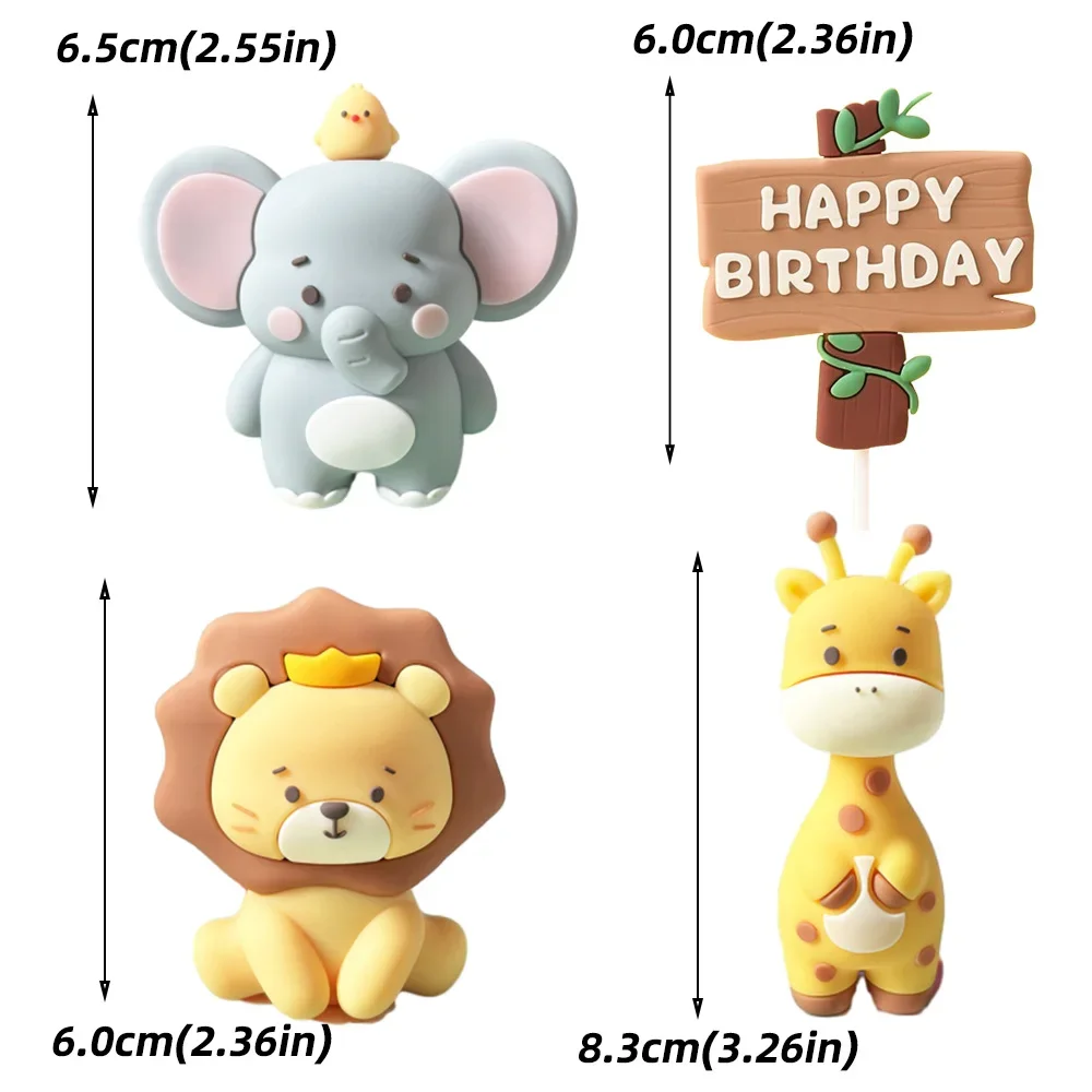 Safari-Kuchenaufsätze, wilde Tiere, Löwe, Elefant, Giraffe, Affe, Dschungel, Thema, Geburtstagsfeier, Kuchendekorationen für Kinder, Jungen und Mädchen – Detail 4