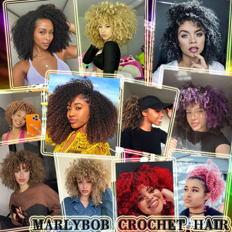Marlybob Synthetic Crochet Hair 8 12 Inch Deep Water Wave Afro Jerry Curl Twist Braids Hair Kinky Curly Crochet Hair Extentions