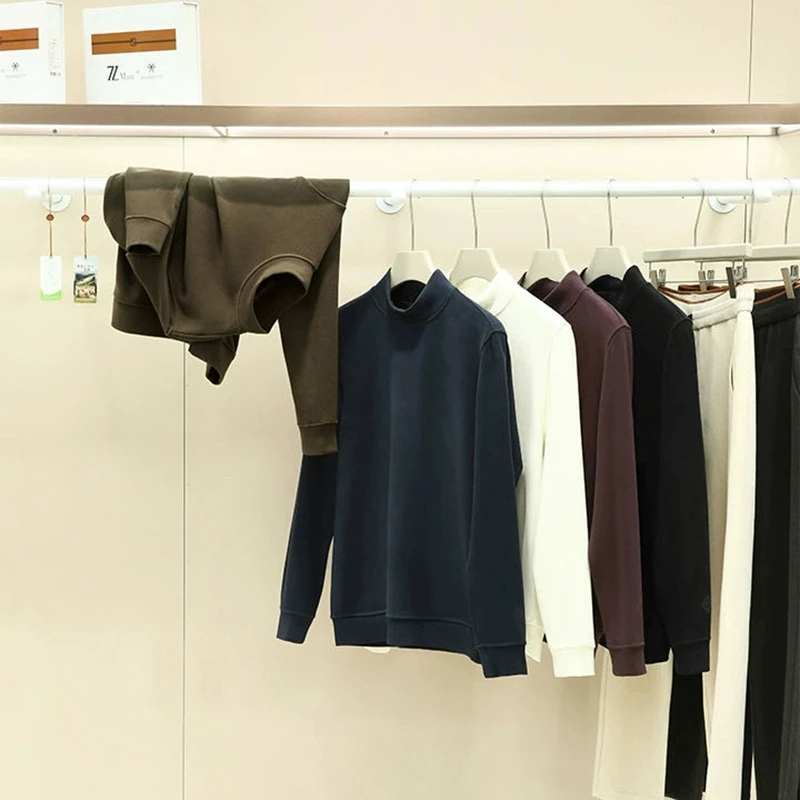 

f High Collar Men's Fce Sweatirt Stand Fit Long Sve Base irt Comfortable Warm Casual Wear for Youth