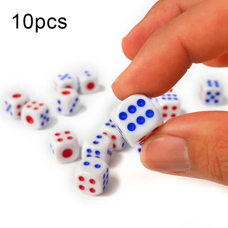 

10PCS Plastic Dices White Gaming Dice Standard Six Sided Decider Birthday Parties Board Game Leisure Entertainment Accessories