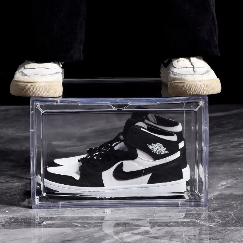 1 Pcs Acrylic Fully Transparent Shoe Box Storage Box Magnetic Dustproof Rack Cabinet Cover Organizer