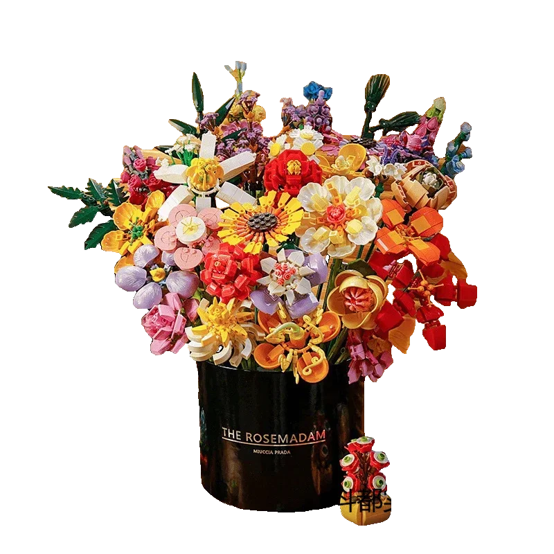 

MOC Various Fashion Floral Bouquet Flower Building Block Set Simulated DIY Roses Artificial Collection Valentine's Day Girl Gift