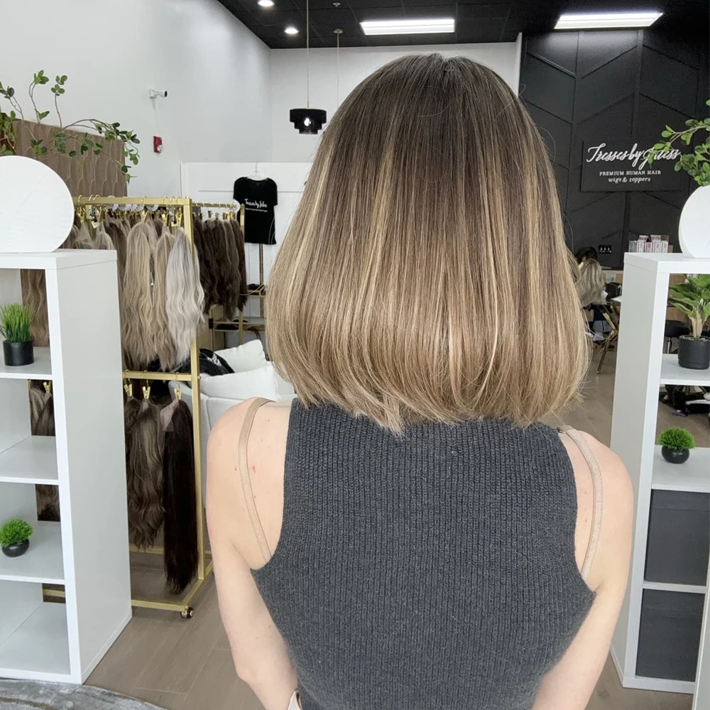 合成レースフロントウィッグ,人間の髪の毛のブレンド,黒根,接着剤なし,ブロンド,ブラウン,日常使用