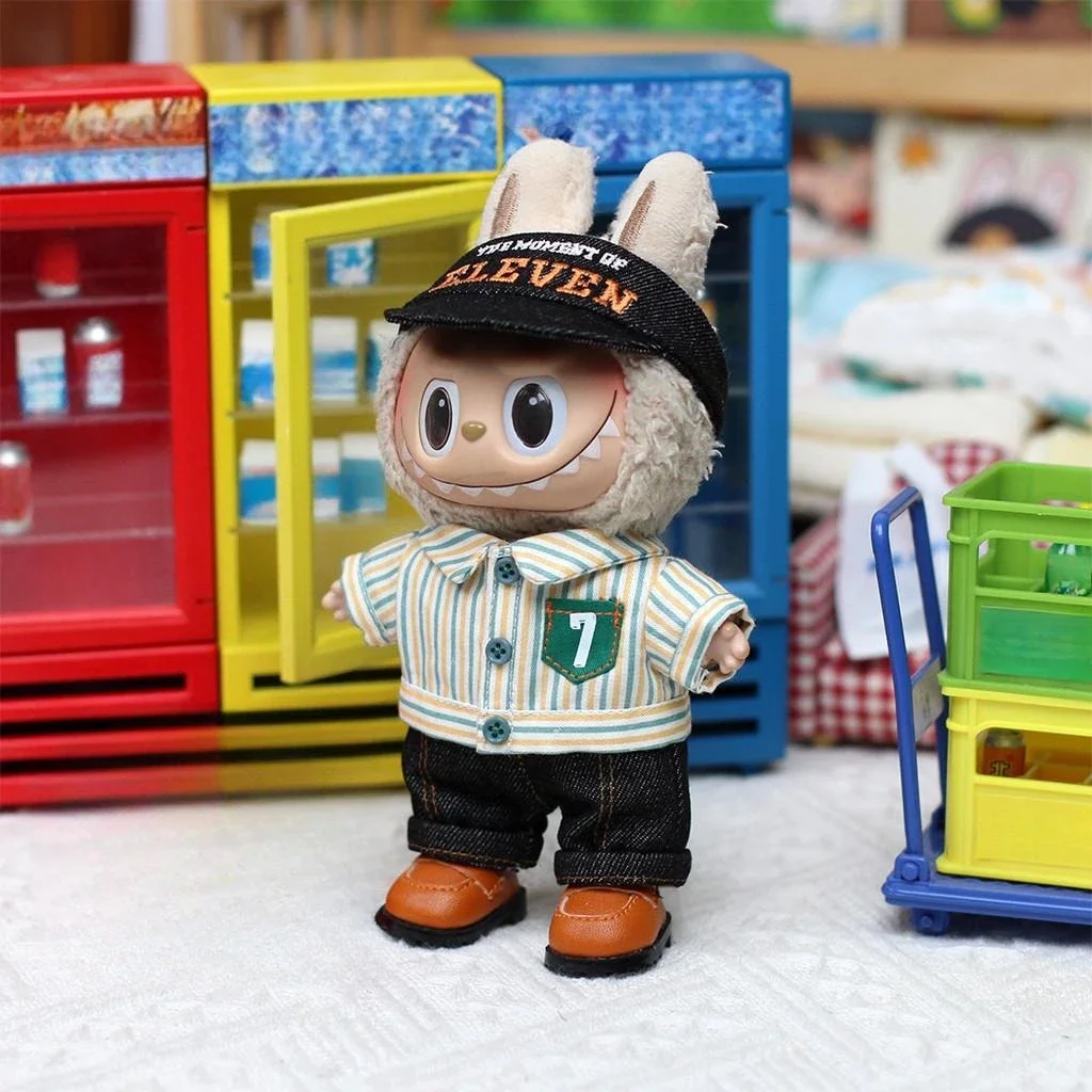 Voor Labubu babykleding vinyl pop hanger kleding salesperson aankleden supermarkt kleding Voor Labubu Ropa