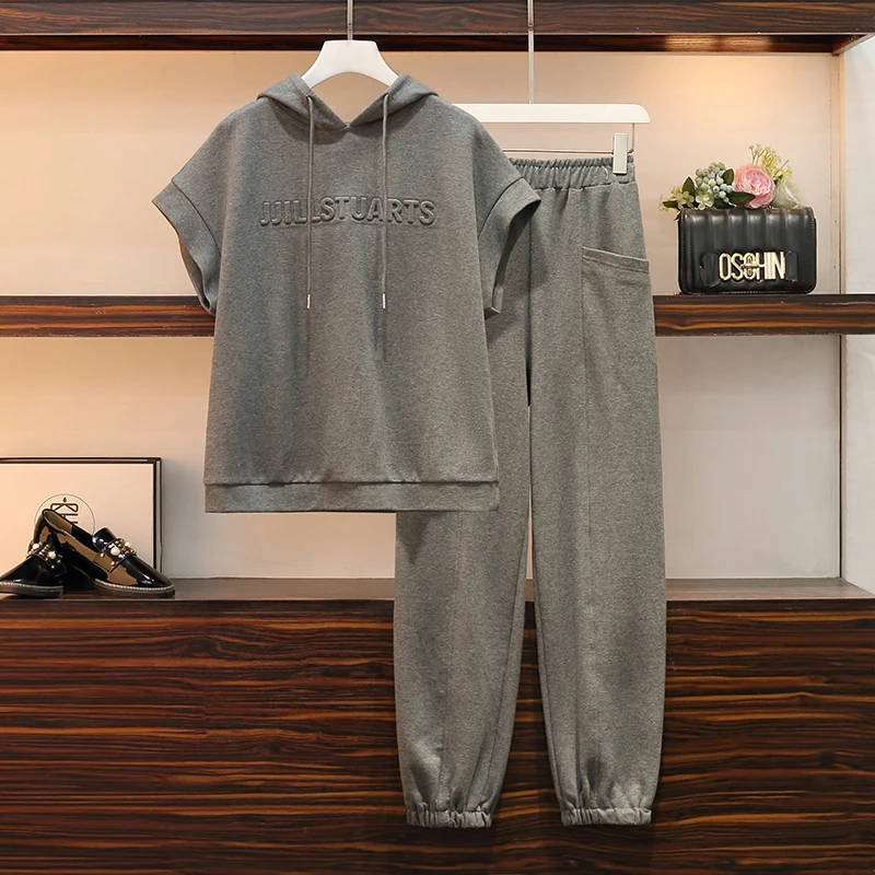 

Women Large 4XL Tracksuit Fashion Sweatershirt Suit Top And Pant Two Piece Set Hoodies Trousers Matching Outfit 2022 New Clothes