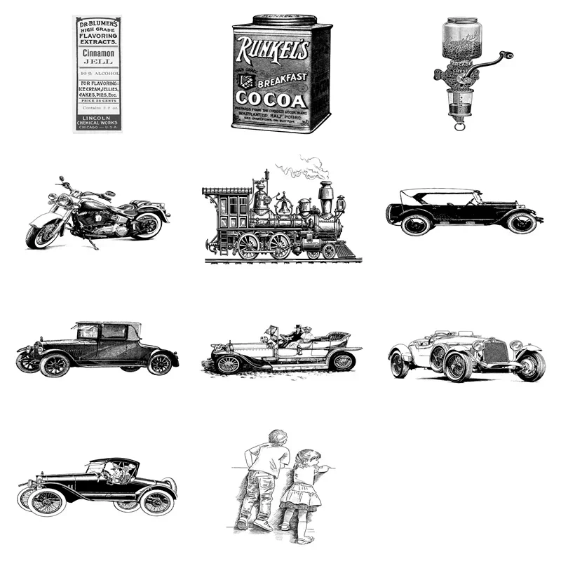 الرجعية واضح Stamps عيد ميلاد الطفل قطار سيارة دراجة نارية صبي فتاة ختم الحرف بطاقة سكرابوكينغ لا عيد الميلاد يموت #1