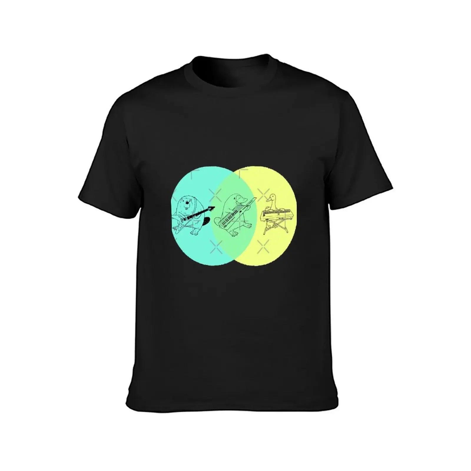 Keytar Platypus Venn Diagram T-Shirt kawaii clothes customs design your own summer tops oversized graphic tee mens clothes