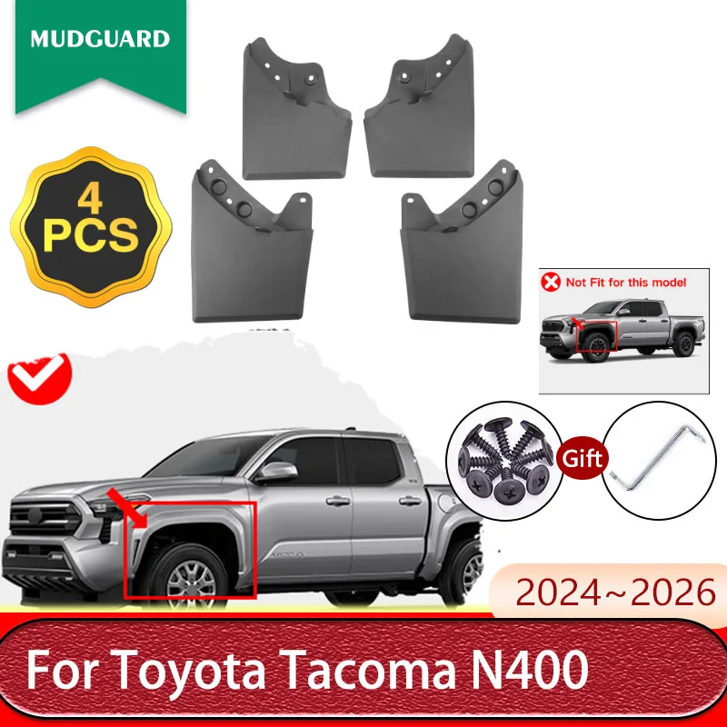 

4Pcs Splash 4x Mudguards For Toyota Tacoma N400 2024 2025 2026 Mud Flaps Splash Guards Front Rear Fender Mudflaps Car Accessorie