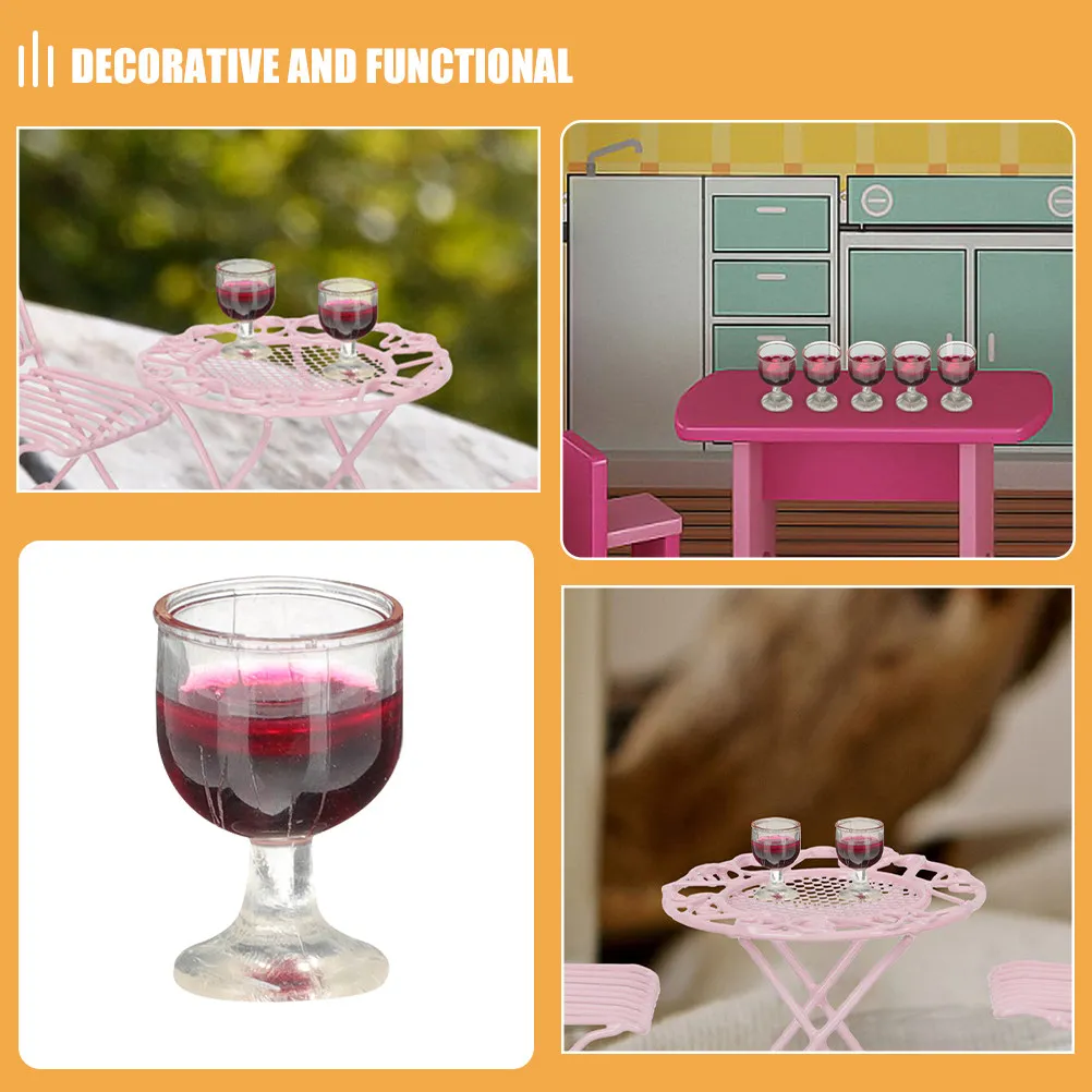 20Pcs Mini Wine Goblets Intricate Detail Smooth Surface Transparent Base Mini Cups for Dollhouse Miniatures Craft Decor Scene