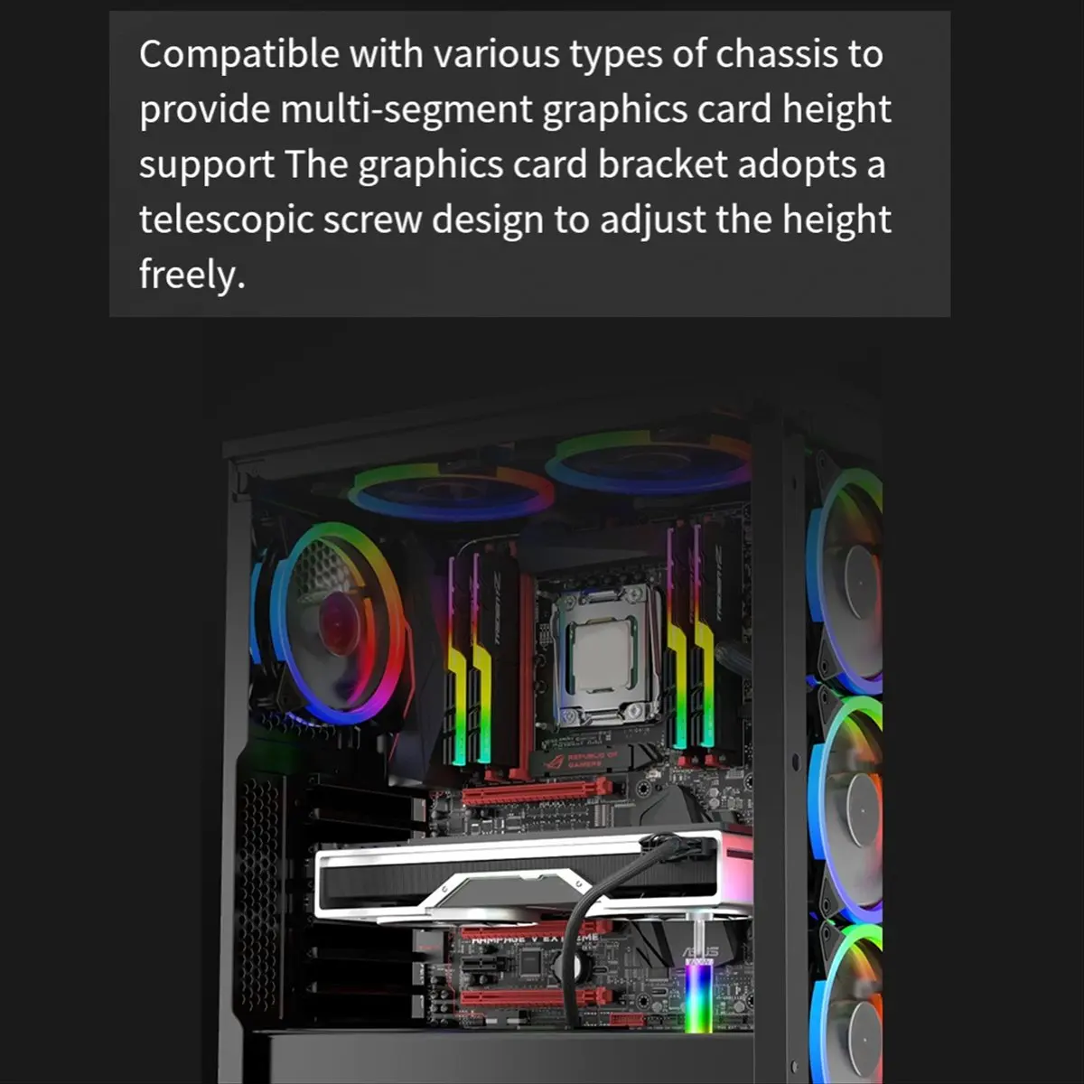 618 Mega Sale Vertical Graphics Card Holder ARGB Graphics Card Supporter 5V 3pin Adjustable Vertical Bracket with LED Lights,C