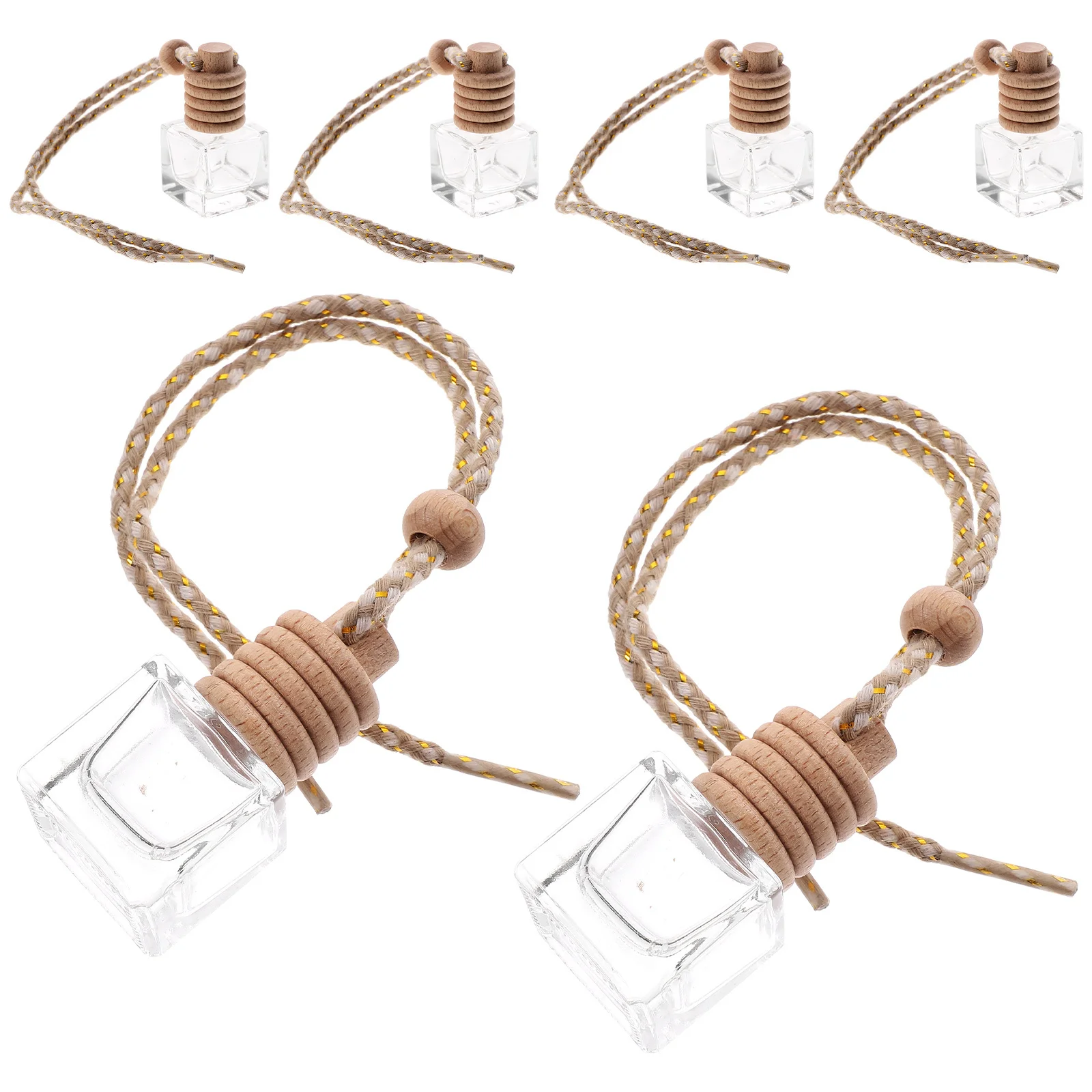 6 個車のフレグランスディフューザーボトル空のガラス香水ボトル詰め替えエッセンシャルオイルボトル車の芳香剤アクセサリー