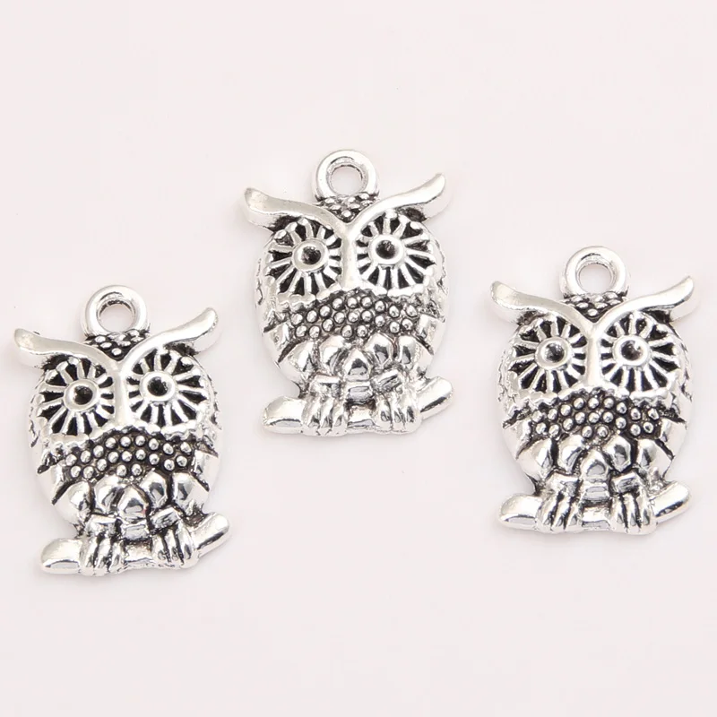 40 sztuk kolor srebrny 16.5x11mm sowa zwierzęca Charms nocna sowa wisiorek Fit DIY Handmade tworzenia biżuterii stop metali znalezienie dostaw