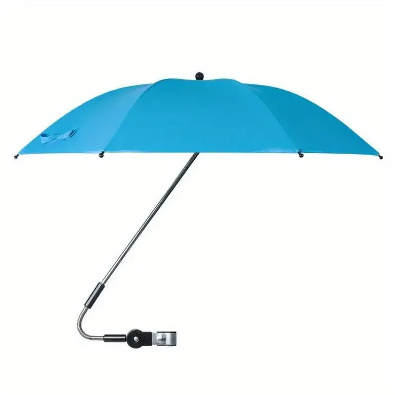 1Pc Beach Umbrella with Universal Clamp,UPF 50+ 360°Adjustable Beach Shade Umbrella,Portable Outdoor Umbrella