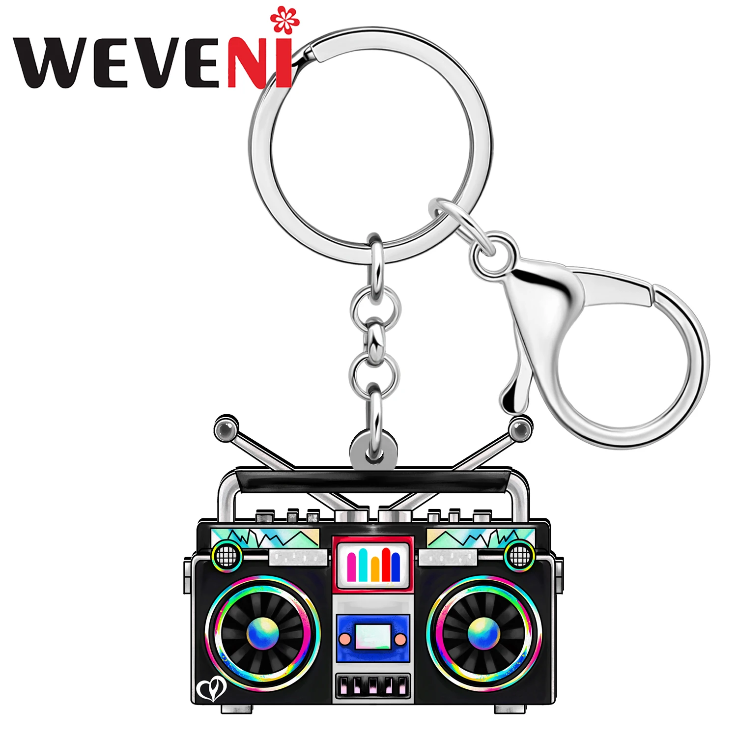 WEVENI Acrylic Novelty Recorder Radio Keychains Trendy Jewelry Key Chains Key Ring Purse Car Key Accessories Gifts For Women Kid