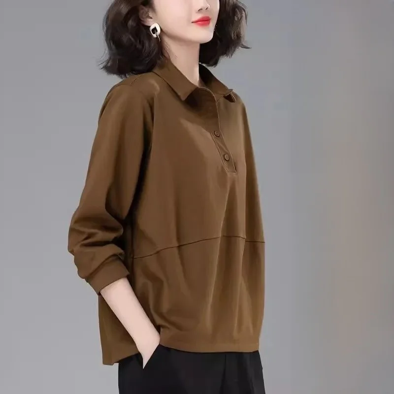 حجم كبير من القطن الخالص irt المرأة طبقة قاعدة فضفاضة غطاء البطن العلوي التخسيس البلوز طوق طويل Sve تخفيف Sle