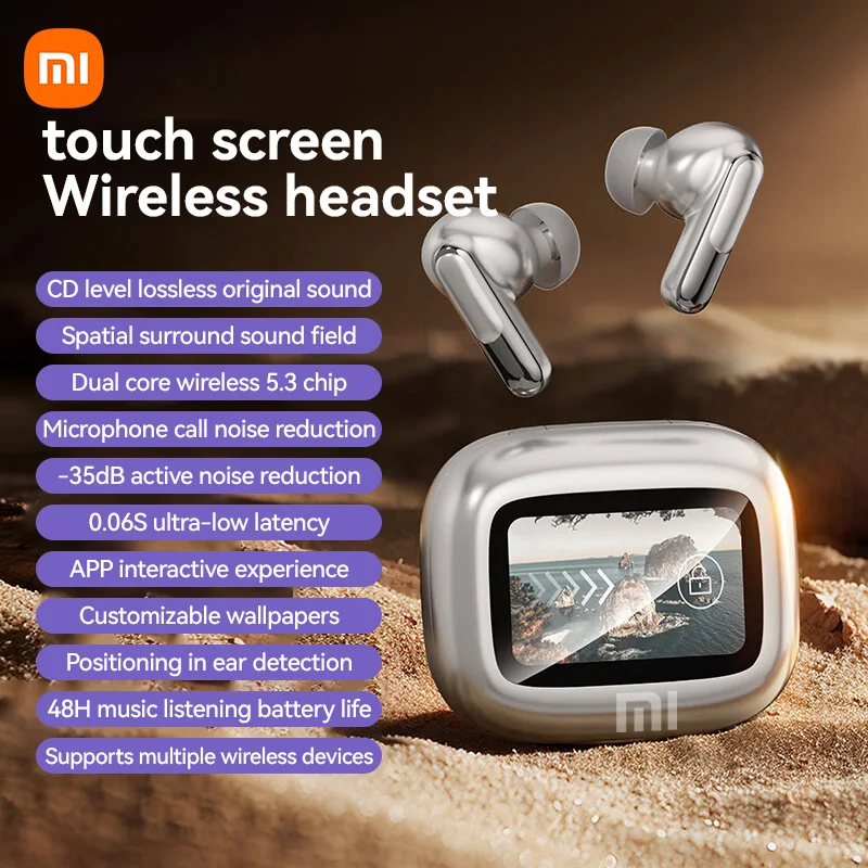 XIAOMI V20 ENC Wireless Earbuds Bluetooth5.3 Noise Cancelling Touch Screen Earphones HIFI Stereo Sound LED Screen HIfi Headset