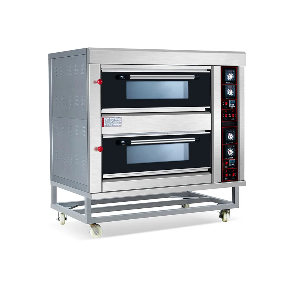 Luxury pizza cake bread baking oven electric commercial restaurant baking equipment double deck gas oven