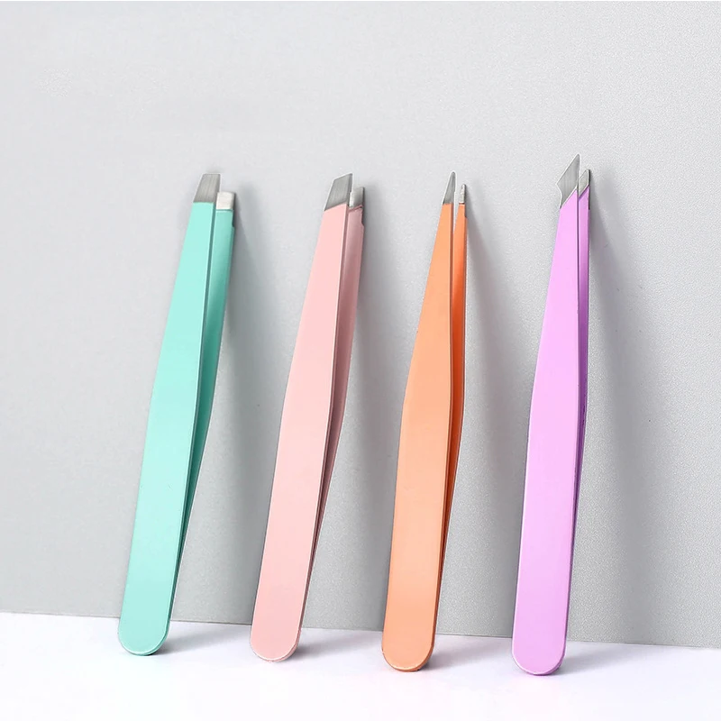 1 Pcs 4 Styles Tip Flat Eyebrow Tweezers Stainless Steel Point Tip Slant Hair Removal Beauty Makeup Tools Accessory