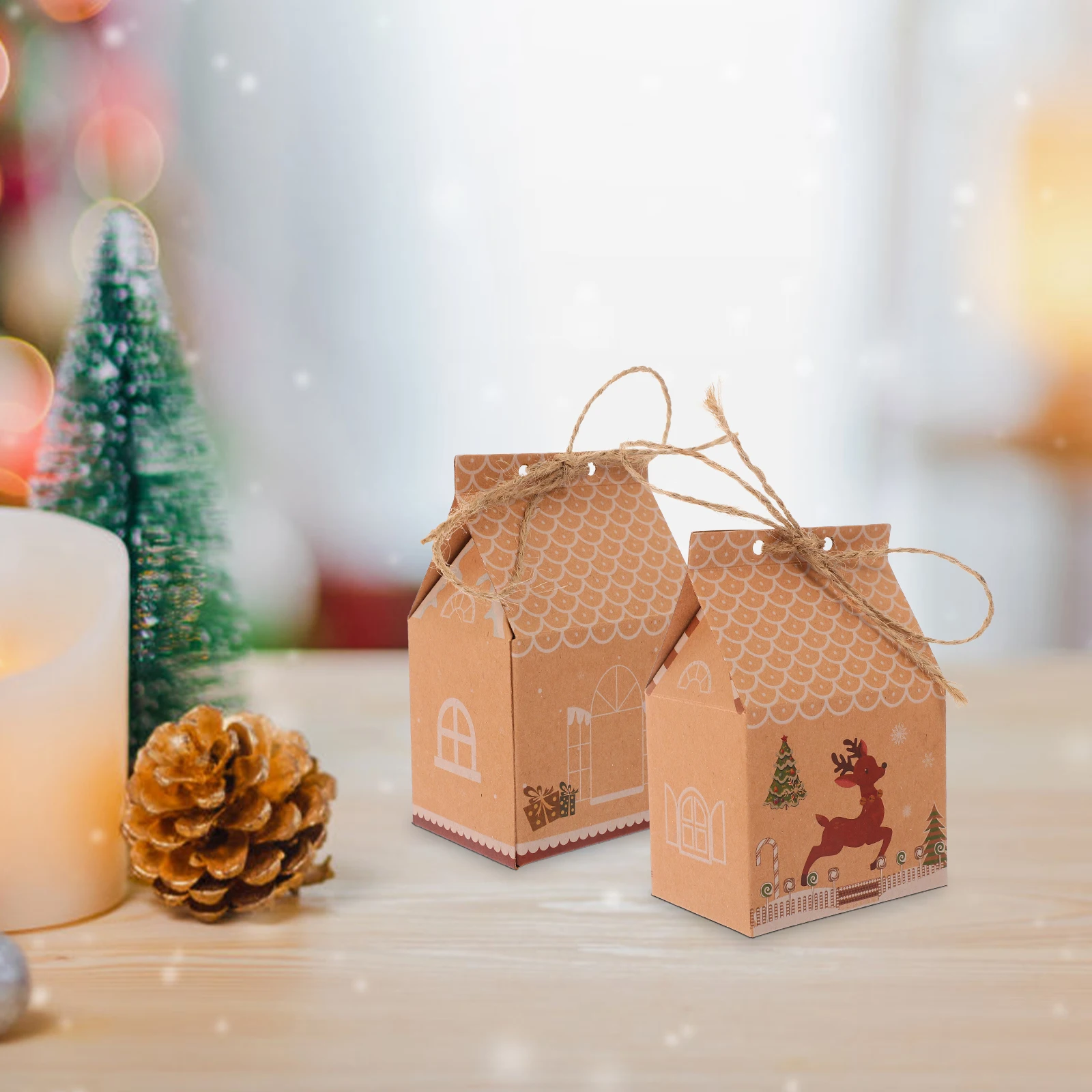 

24 Pcs Christmas Gift Boxes Small House Design Cake Containers Dessert Bulk Boxes Cookies Presents Holiday Packaging Water