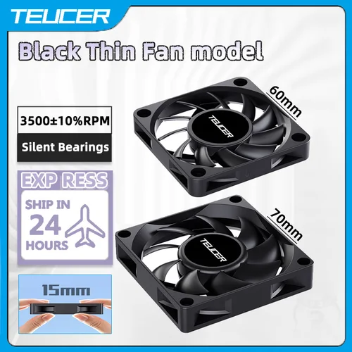 TEUCER UT-60 ventilador delgado con cubierta de PC de 60mm 3500RPM alto flujo de aire Control inteligente de temperatura enfriador de CPU ventilador de refrigeración ultrafino de 6/7CM