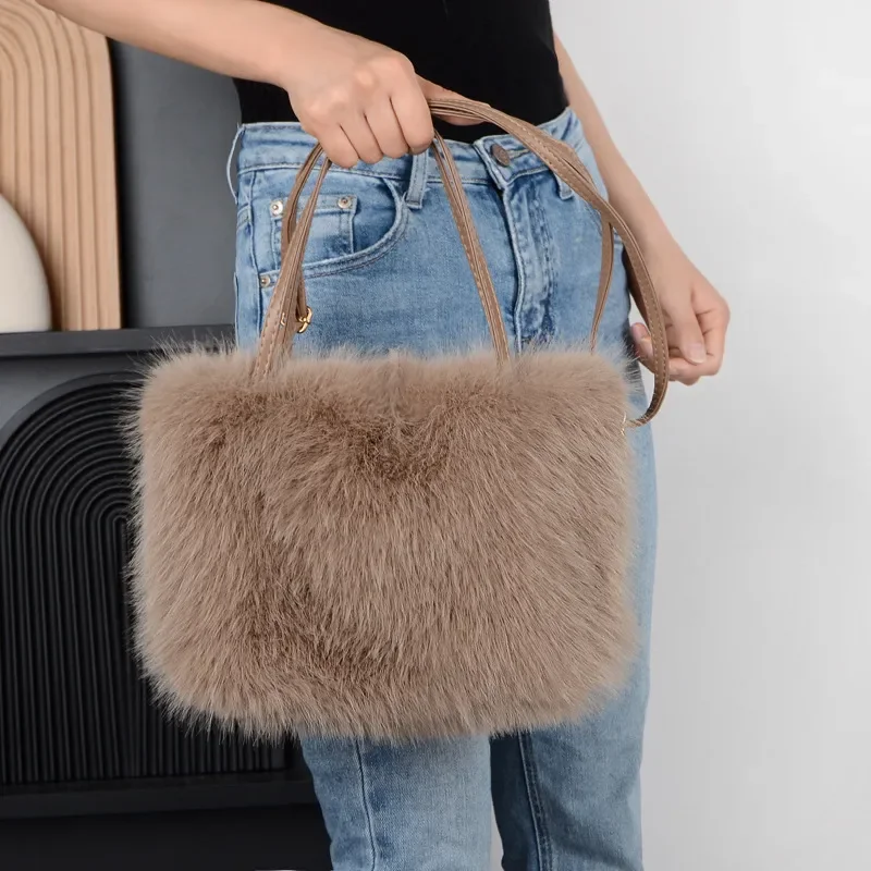 Imitation Fox Plush Shoulder Bag Elegant Winter Style Soft Faux Fur Material For Women Fashionable Daily Commute Travel