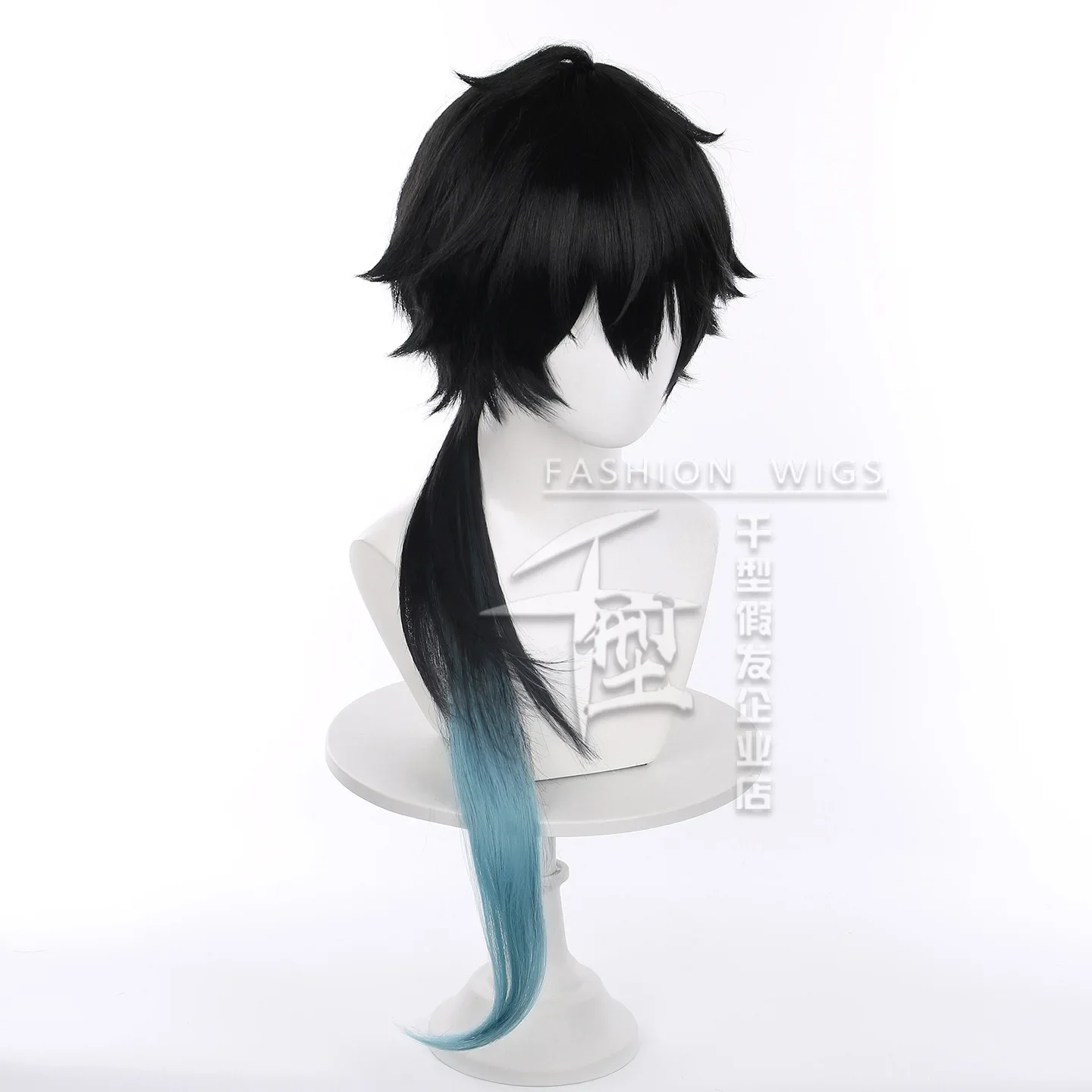Dan Heng Cosplay Pruik Blauw Zwart Gradiënt Paardenstaart Haar Voor Man Vrouw Spel Rol Dress Up Pruik Comic-con Toneelkostuum Accessoires