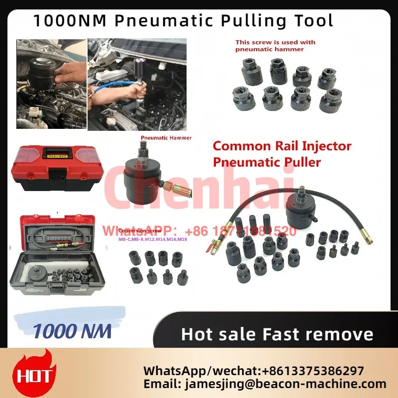 Beacon 1000NM Truck Carriage Cargo Engine Pneumatic Injector Puller Removal Repair Tool Set with Steel Tool Box