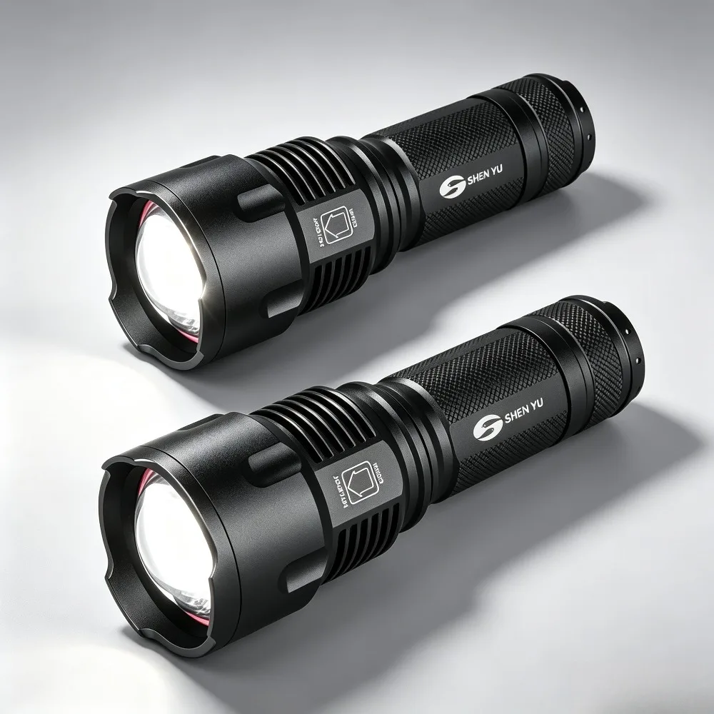 Hot‑sale T6 High Power Zoomable Flashlight Aluminum Alloy Rechargeable Portable Waterproof Torch for Night Patrol Camping Use