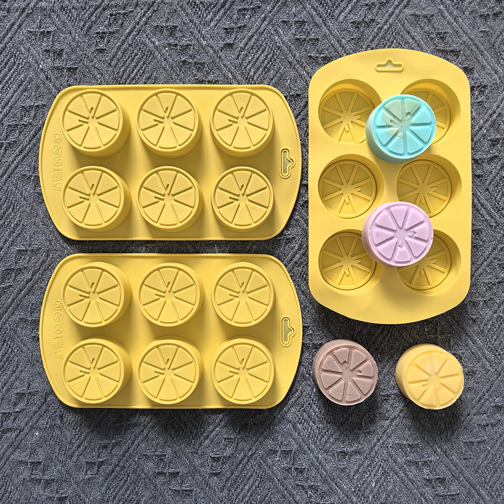 قطعة واحدة من قالب السيليكون على شكل ليمون مكون من 6 تجويف، يستخدم للشوكولاتة والحلويات والبسكويت وقوالب الخبز غير اللاصقة بنفسك