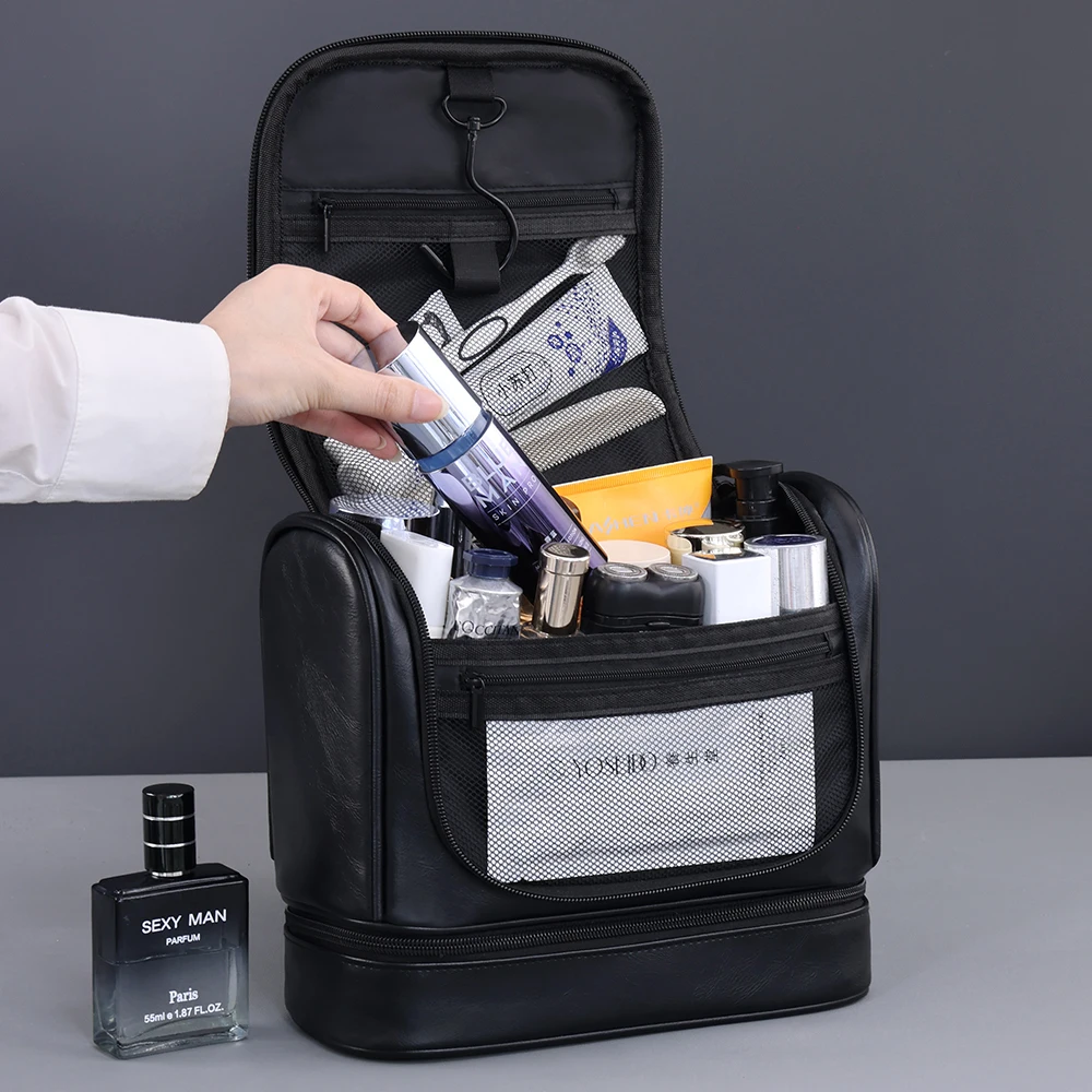 Grenzüberschreitende Business-Kulturtasche für Herren, großes Fassungsvermögen, hochwertige, multifunktionale, wasserdichte Make-up-Tasche, handgehaltene Aufbewahrungstasche – Detail 4