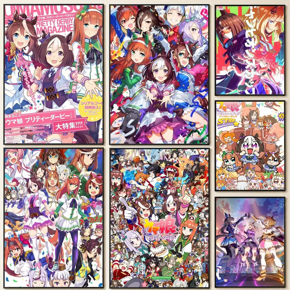 Anime Umamusume Oguri Cinderella Gray Poster HD Self Adhesive Wall Art Waterproof Removable  for Bedroom Living Home Decor