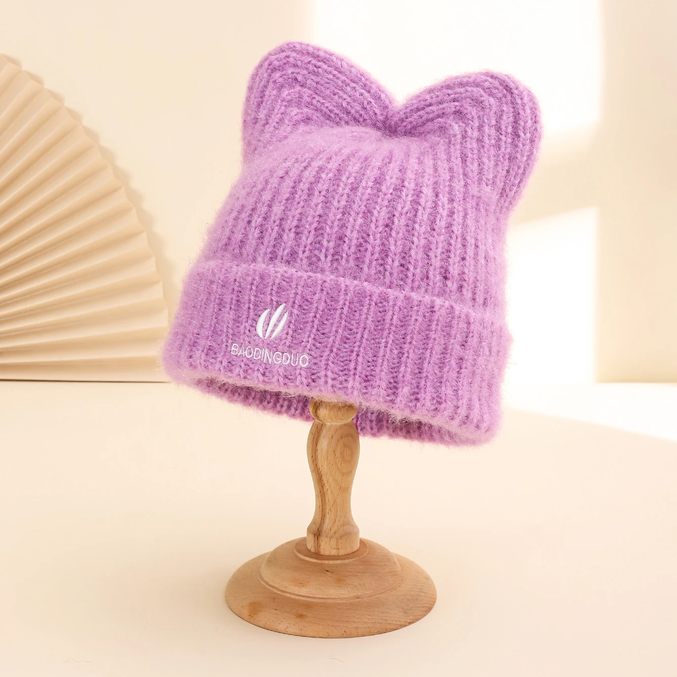 قبعة محبوكة لطيفة على شكل أذن القطة للنساء والفتيات، إكسسوار شتوي دافئ، قبعة صغيرة أنيقة للارتداء اليومي، فكرة هدية مثالية #3