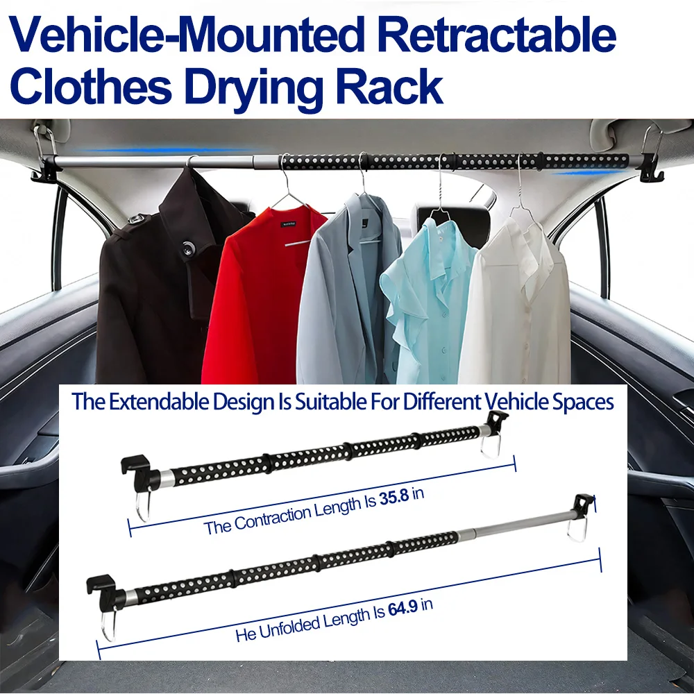 

Vehicle Mounted Clothes Hanger Retractable Trunk Clothes Drying Stick Multi Functional Clothesline Automobile Supplies