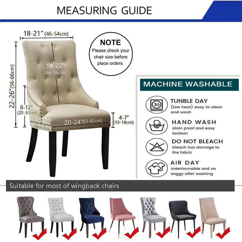 Water Repellent Sloping Chair Cover High Back Accent Dining Chair Covers Stretch Seat Slipcovers for Hotel Kitchen Living Room