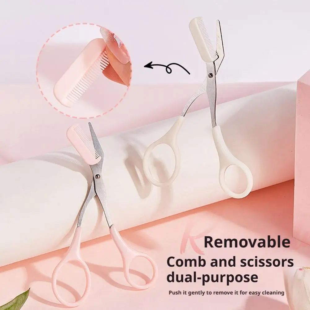 Tesoura de corte de sobrancelha de aço inoxidável com pente, ferramenta segura de maquiagem para aparar sobrancelhas, criação precisa de formato perfeito de sobrancelha