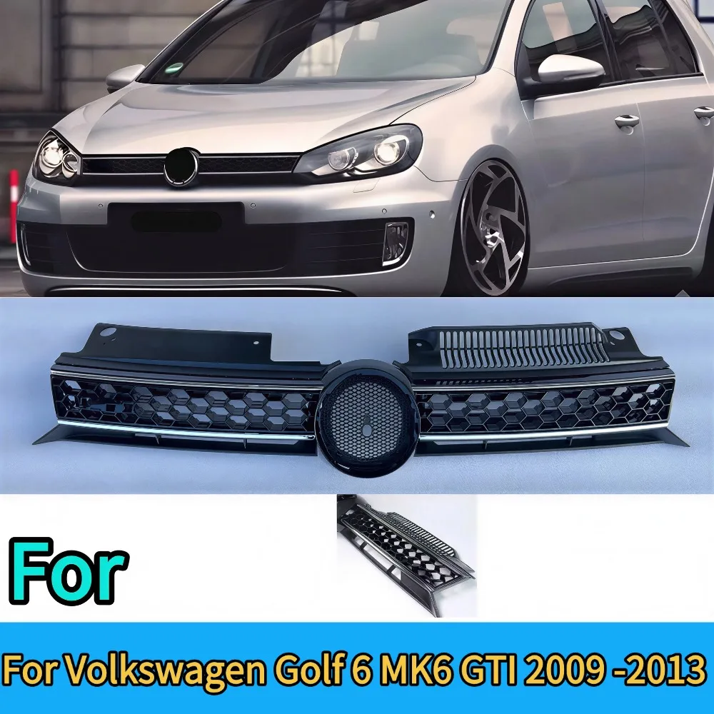 Front Radiator Grille For Volkswagen Golf 6 MK6 2009 2010 2011 2012 2013 GTI Style Upgrade Inlet Bumper Grill Tuning Mesh