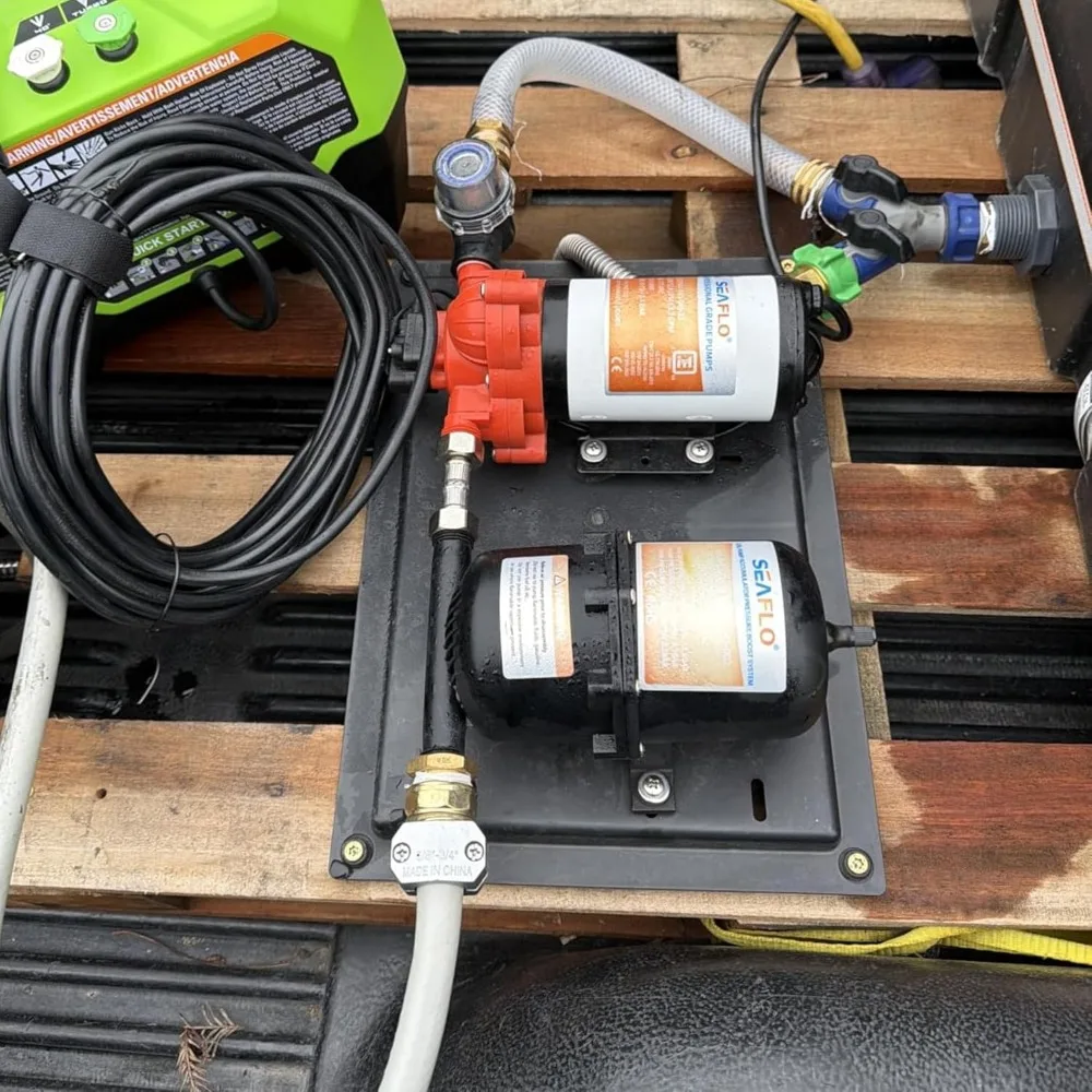 12V DC 3.0 GPM 45 PSI Water Pump with 0.2 Gal Accumulator Tank for Marine, RV, Off-Grid view 2