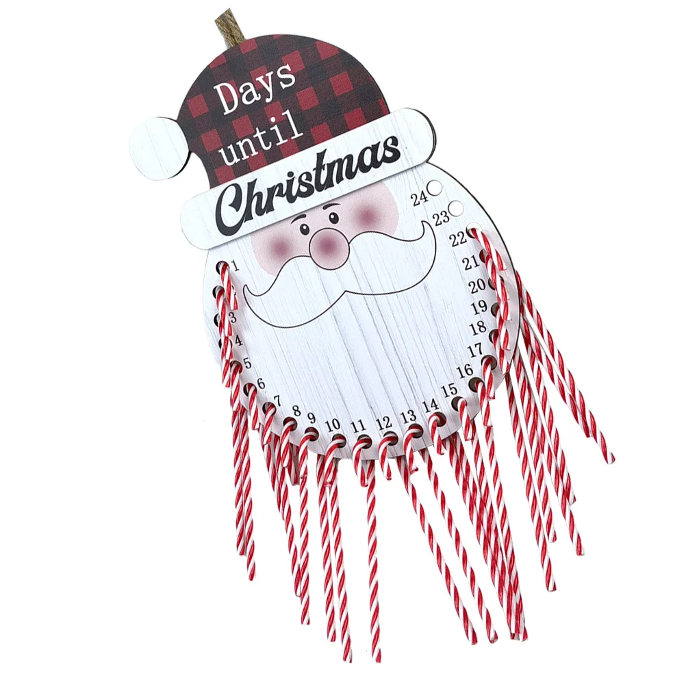 

Santa Wood Hanging Christmas Calendar Door Pendant Wall Hanging Decorative Xmas Advent Calendar Festival Decor