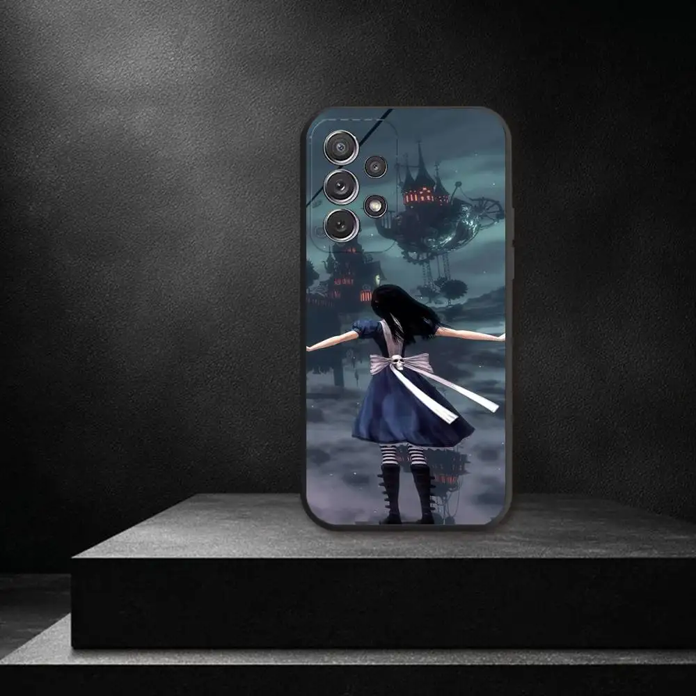 Чехол для телефона A-Alice M-Madness Returns для Samsung S 25,24,23,22,30,21,10,9,Ultra,Plus,Lite,FE,4,5G, черный мягкий чехол