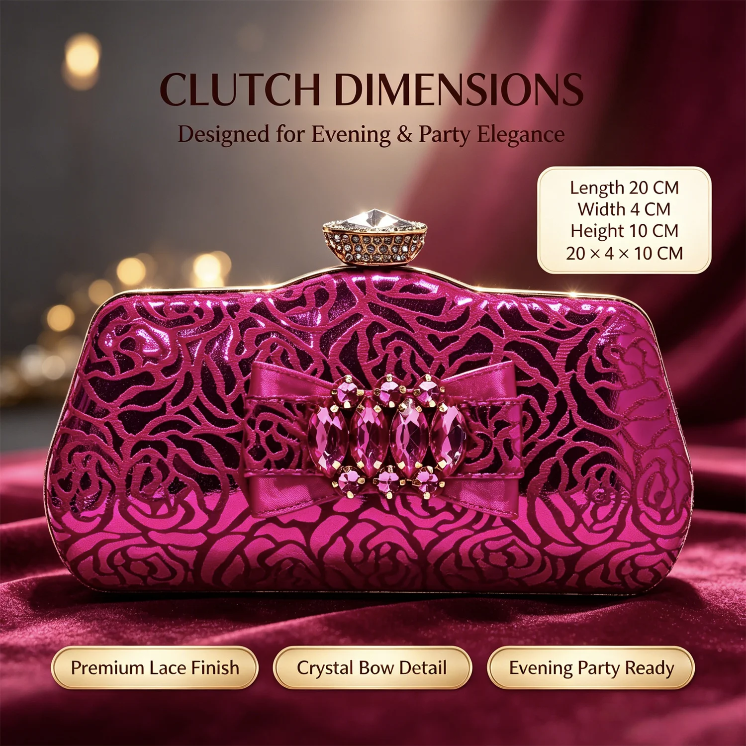 Conjunto de zapatos y bolso de mujer con encaje de satén morado de lujo, tacón de bloque con lazo de pedrería, sandalias abiertas, para bodas, fiestas y eventos nocturnos.