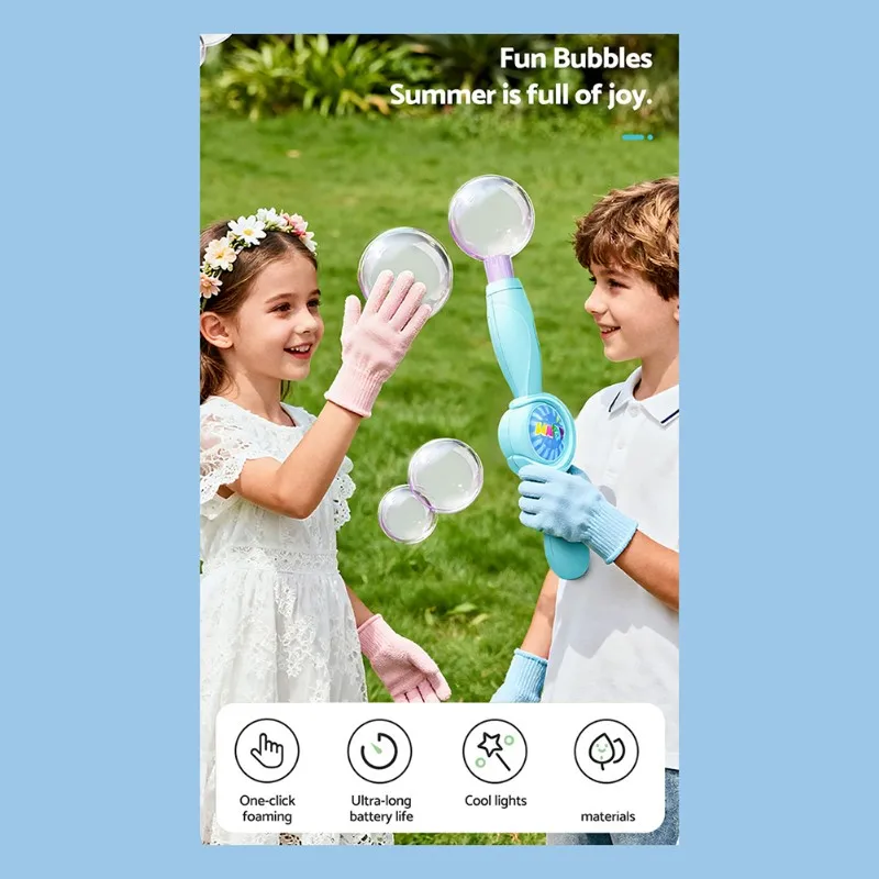 

【NEW USER EXCLUSIVE】Bubbles Puffpop Bubble Maker USB Rechargeable Automatic Bubble Machine With Lights For Outdoor Kids In B