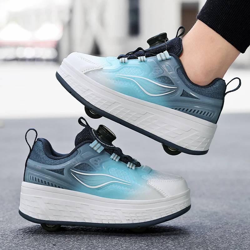 كعب شتوي وخريفي للأطفال: حذاء دوار دافئ جديد غير مرئي بأربعة عجلات قابل للسحب (للأولاد والبنات) #4