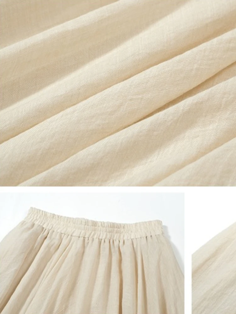 2026 Autumn New Irregular Linen Cotton Women High Waist A-line Maxi Skirt Unique Design Cold Tone Big Swing Long Skirts - view 6