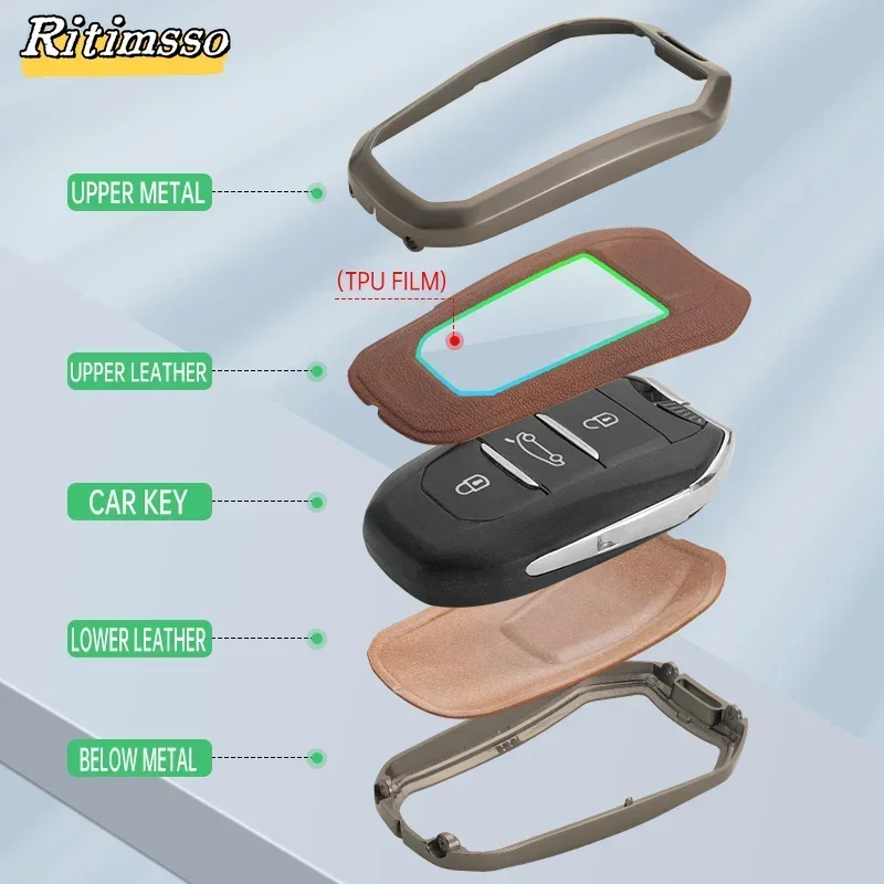 Alloy Car Key Case Cover Shell Fob For Peugeot 308 408 508 2008 3008 4008 5008 Citroen C1 C2 C4 C4L C6 C3-XR Picasso DS3 DS4 DS5