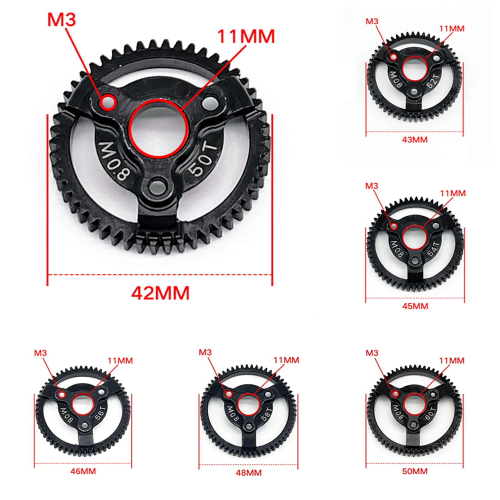 الكربون الصلب 0.8M 32P حفز والعتاد 50T 52T 56T ل Traxxas سلاش 2WD VXL ل Bandit Stampede سحب مائل ترقية أجزاء #5