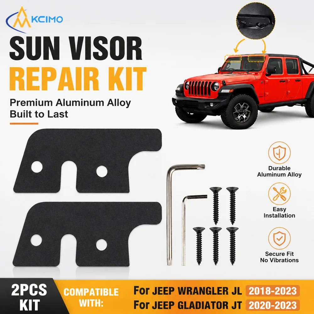 Aluminum Alloy Sun Visor Fix Loose Broken Sun Visor For Jeep Wrangler JK JL 2018-2023 Gladiator 2020-2023 Car Interior Parts
