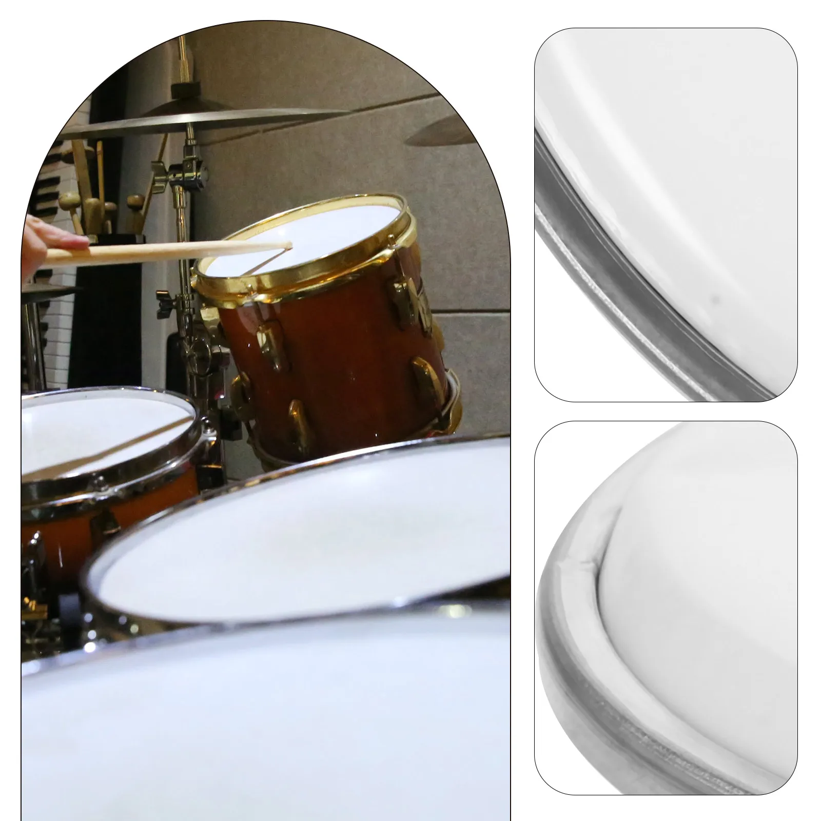 8 Inch Double Layer Drum Skin for Jazz Drum Kit Percussion Parts Replacement Practice Accessories White Color Polyester Film