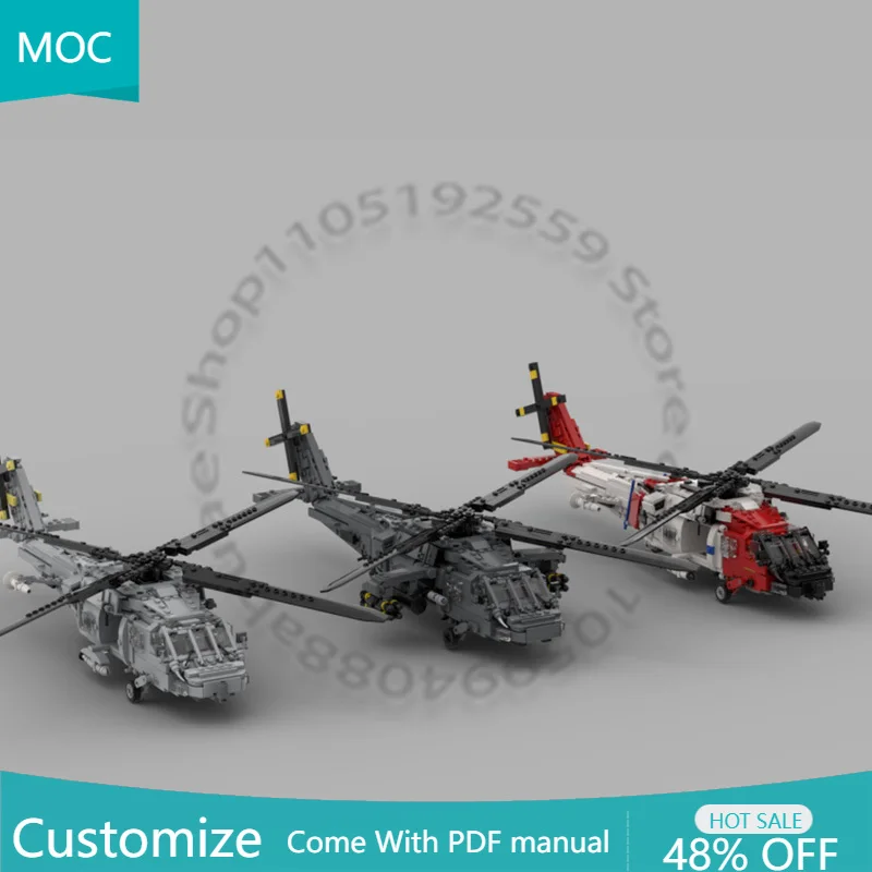 

Набор из 2690 деталей серии War H-60 – Black Hawk, Sea Hawk, Jayhawk MOC, модульный конструктор для самостоятельной сборки, игрушка-подарок