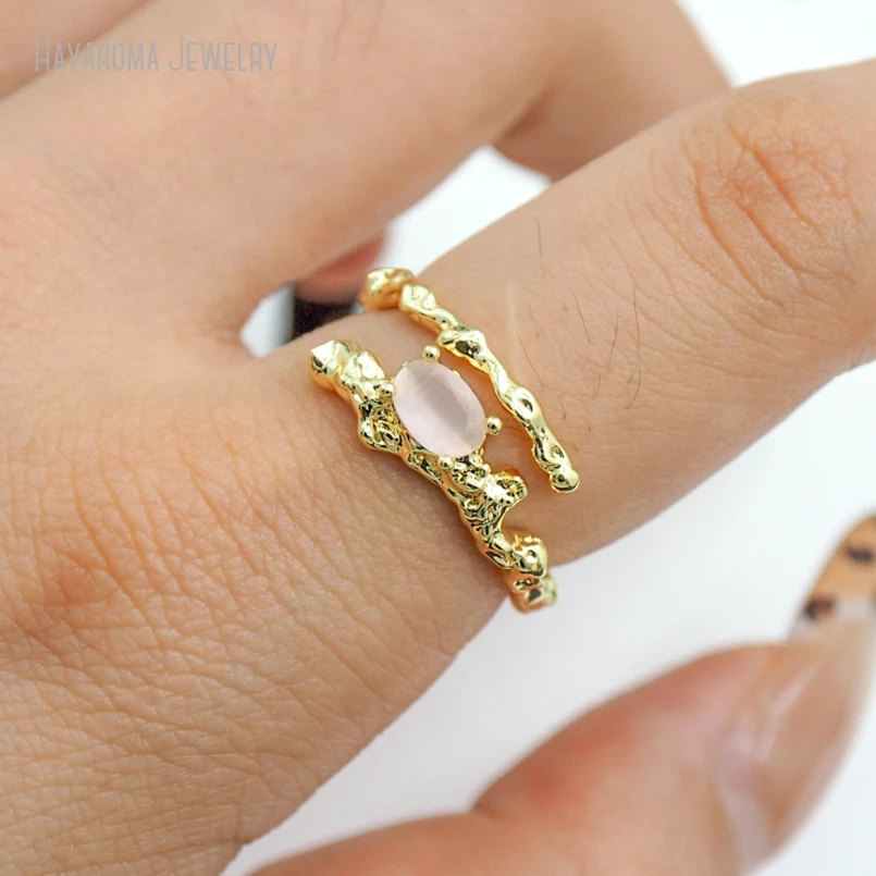 

5Pcs Invisible Setting Gold Color Geometric Oval Metal Cubic Zirconia Copper Wholesale Ring RM53936